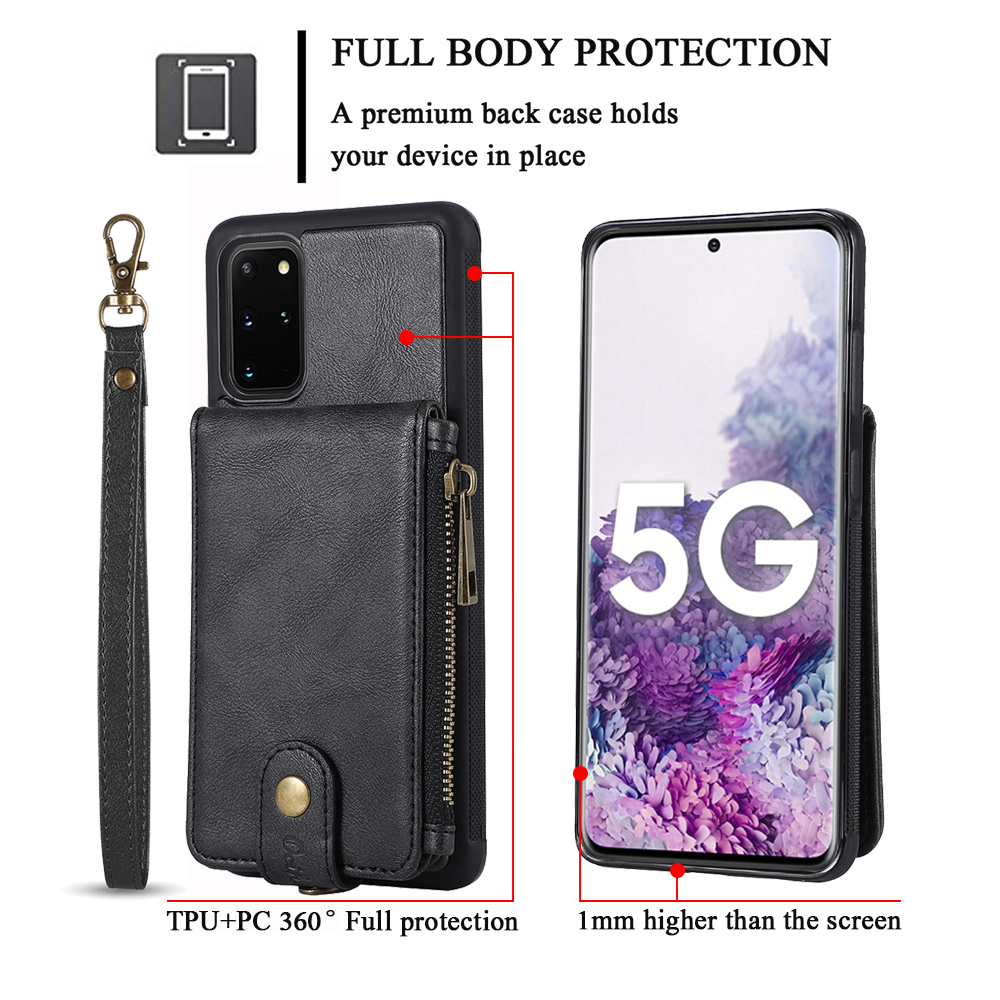 Cowhide Leather zipper case For Samsung Galaxy S20 S20+ S20Ultra