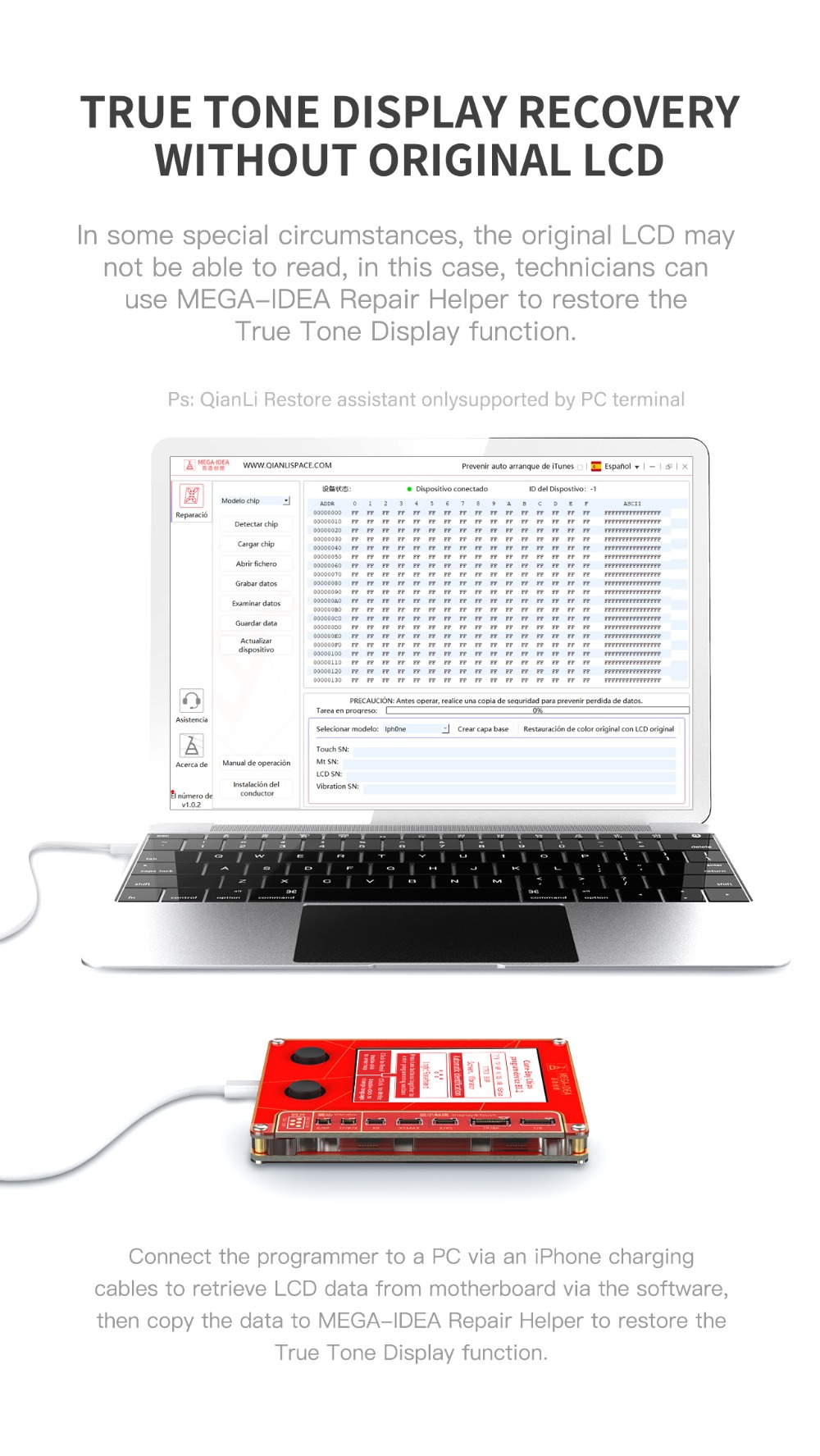 QianLi Mega-Idea LCD Screen True Tone Repair Programmer Vibration for iPhone 7 8 XR XS Max