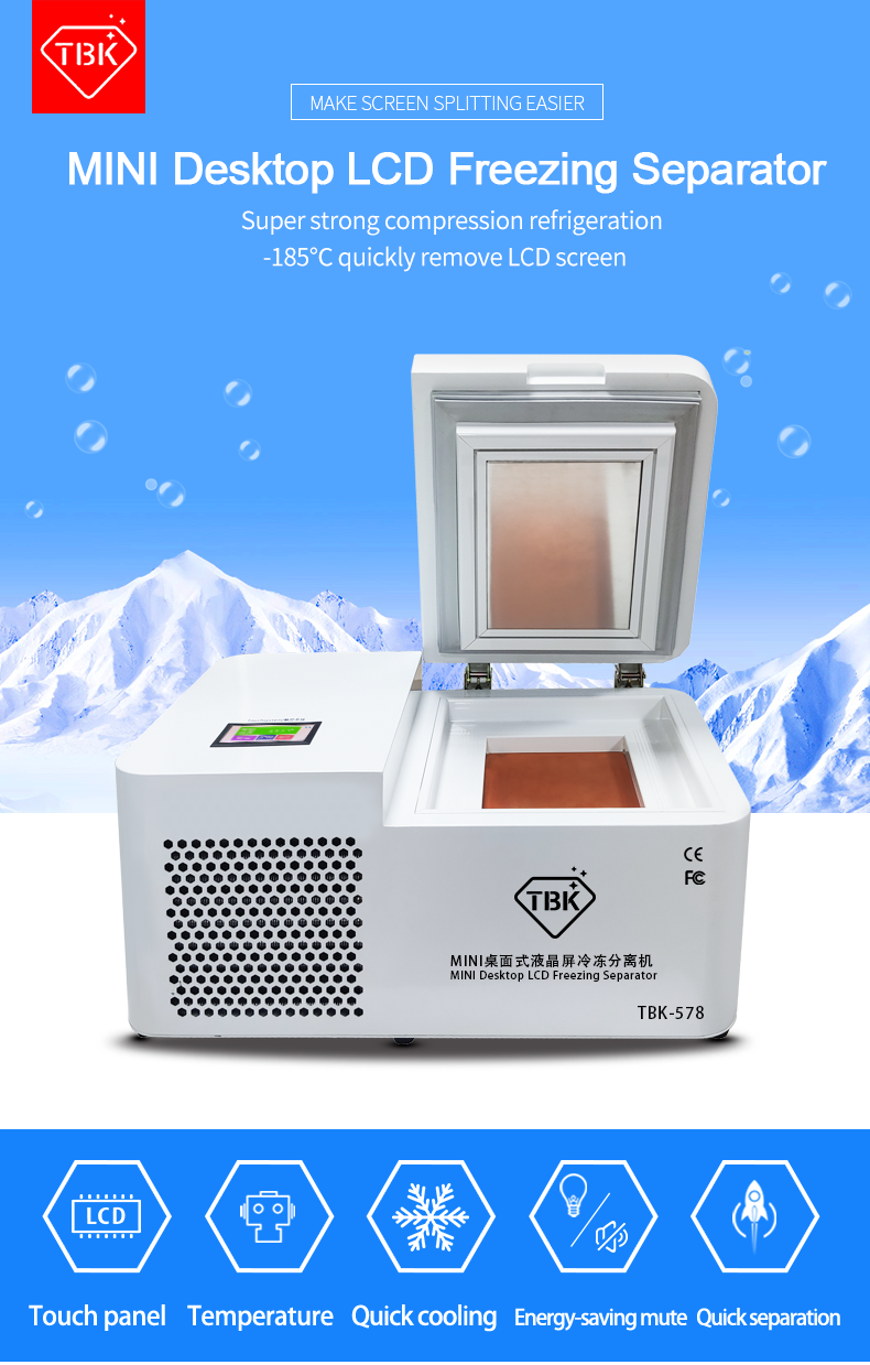 TBK 578 Mini desktop LCD freezing Separator Separating machine 800W For Samsung iPhone Tablet Screen Repair Refurbishment