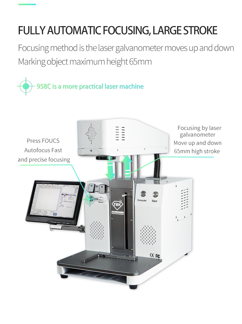 TBK-958C Automatic Laser Marking Machine Broken Back Glass Screen Separator