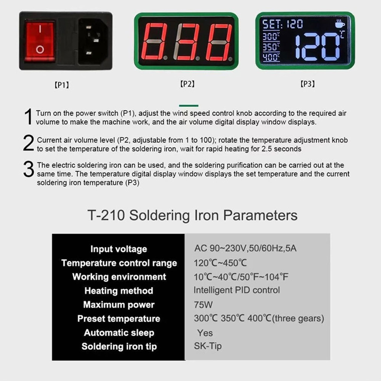 Electric Soldering Station with Smoke Cleaner BST-212